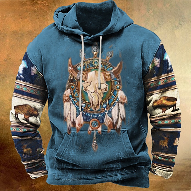 Buffalo Skull 3D Pullover Hoodie