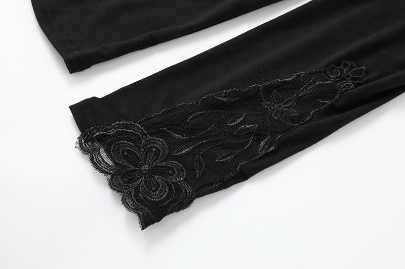 Burgundy Mesh Lace Patchwork Top