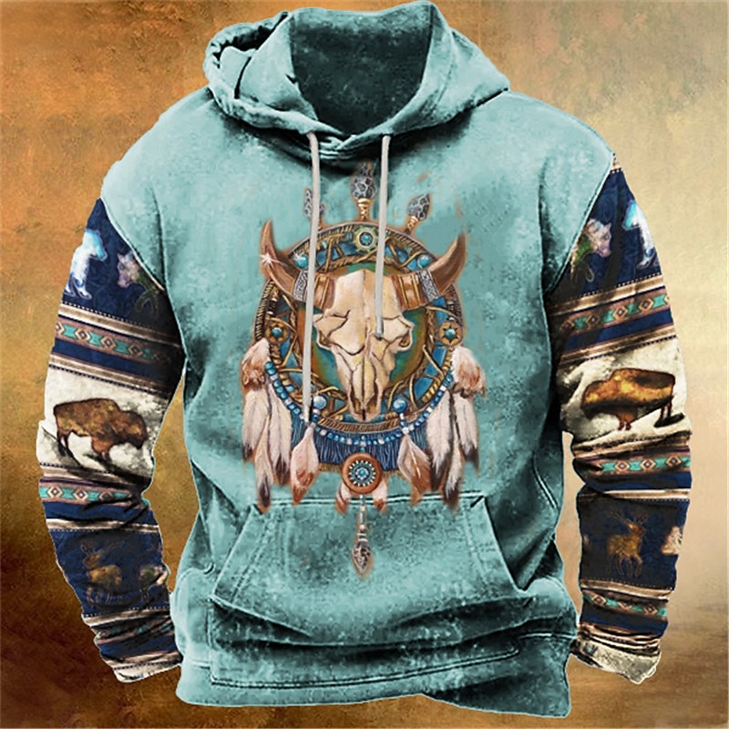 Buffalo Skull 3D Pullover Hoodie