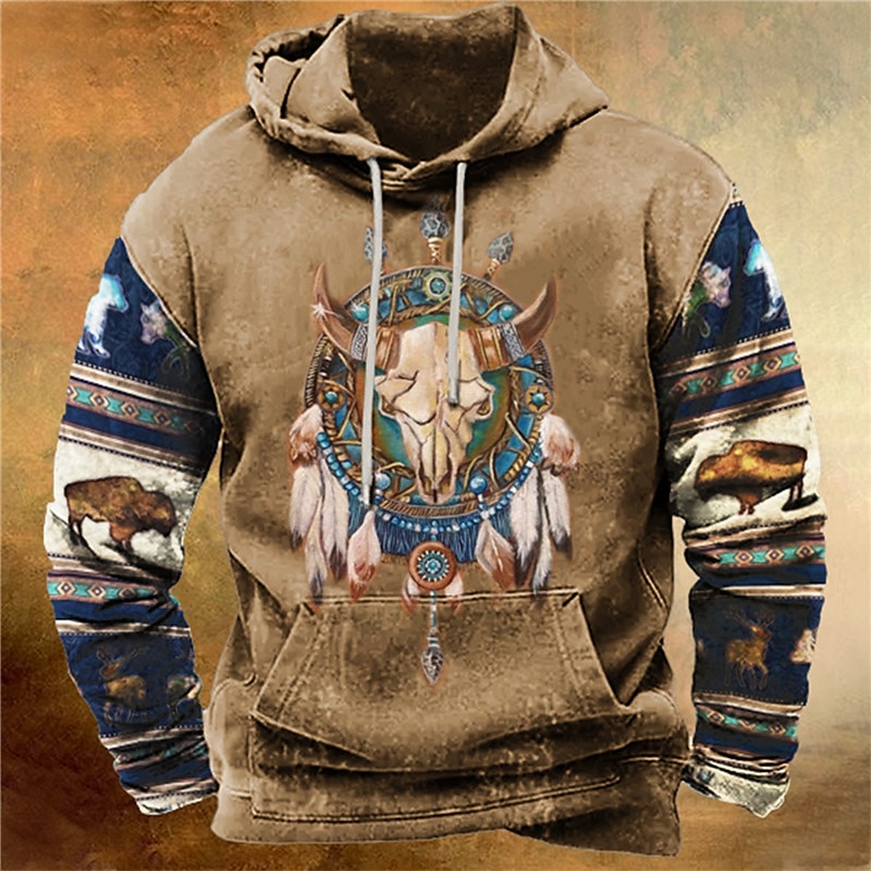Buffalo Skull 3D Pullover Hoodie